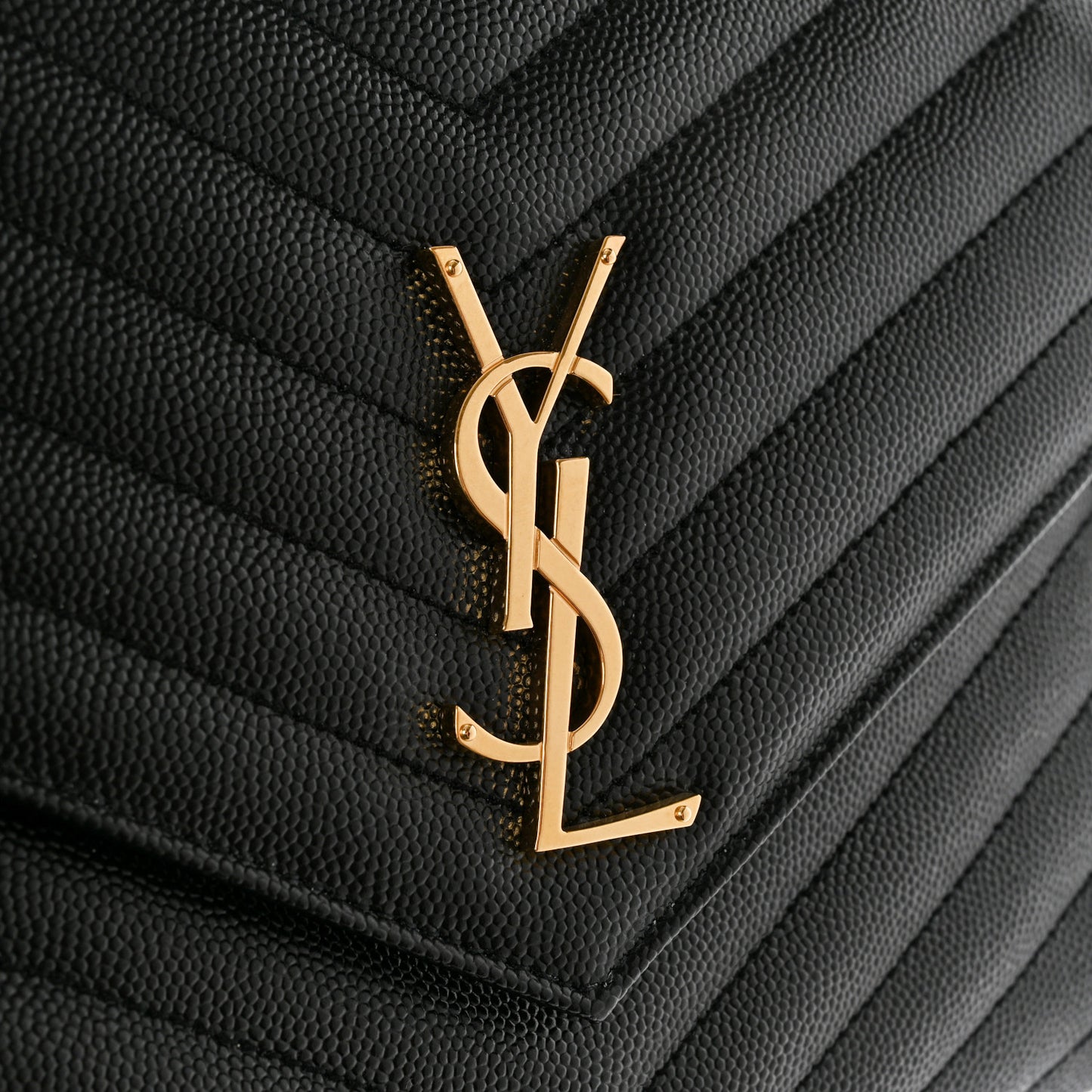 Grain De Poudre Matelasse Chevron Monogram Envelope Clutch Black