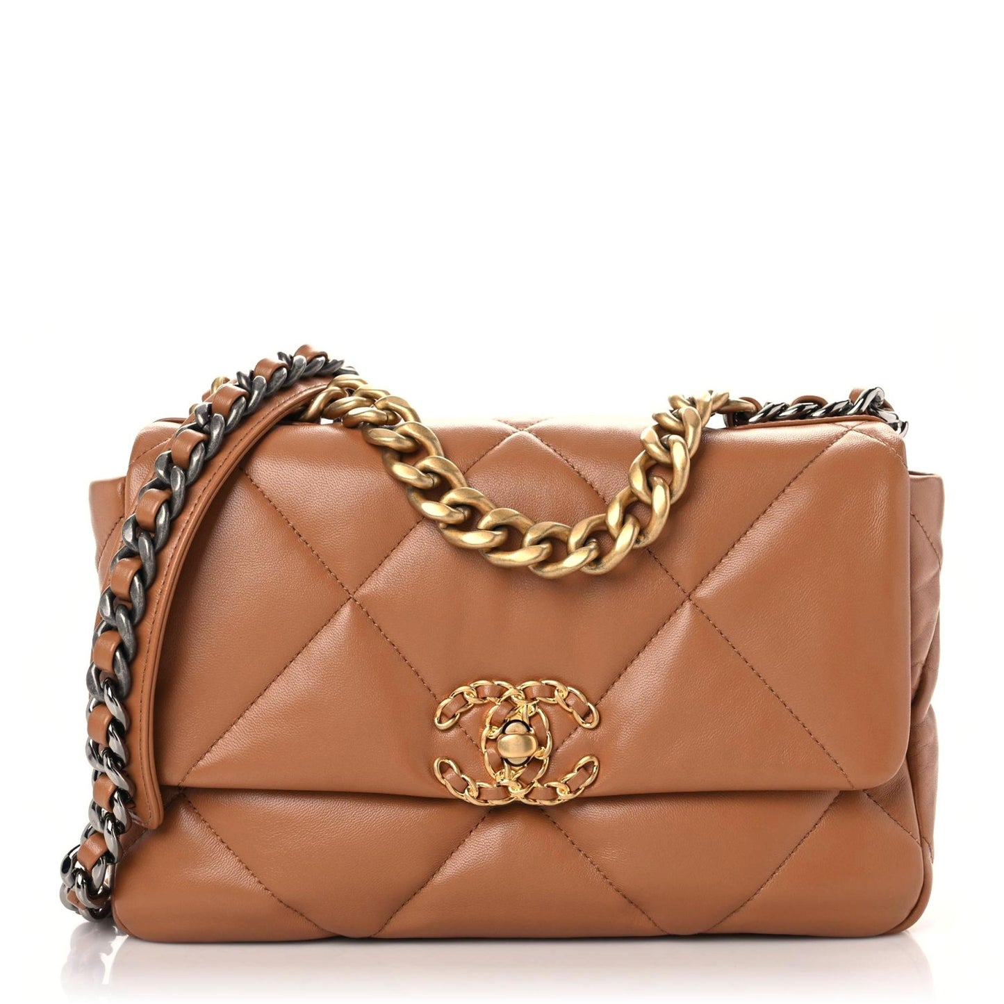 Lambskin Quilted Medium Chanel 19 Flap Brown