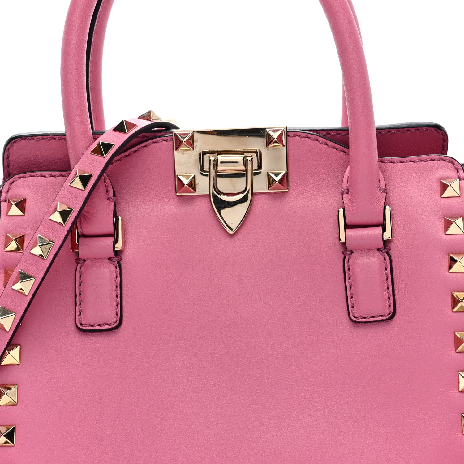 Valentino Garavani Vitello Mini Rockstud Double Handle Tote Peony 7 of 10