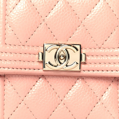 Chanel Caviar Quilted Boy Compact Wallet Pink 7 of 7