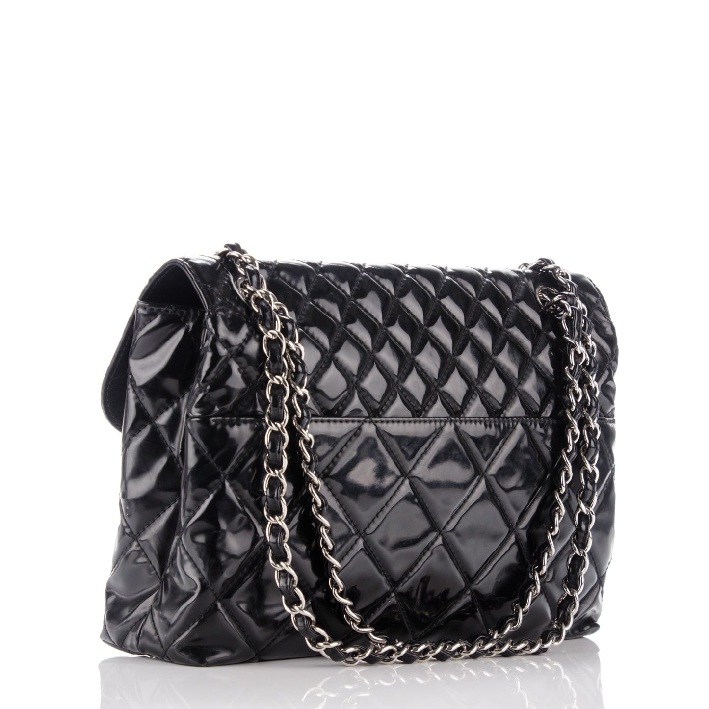 Vinyl Quilted In the Business Flap Bag Black