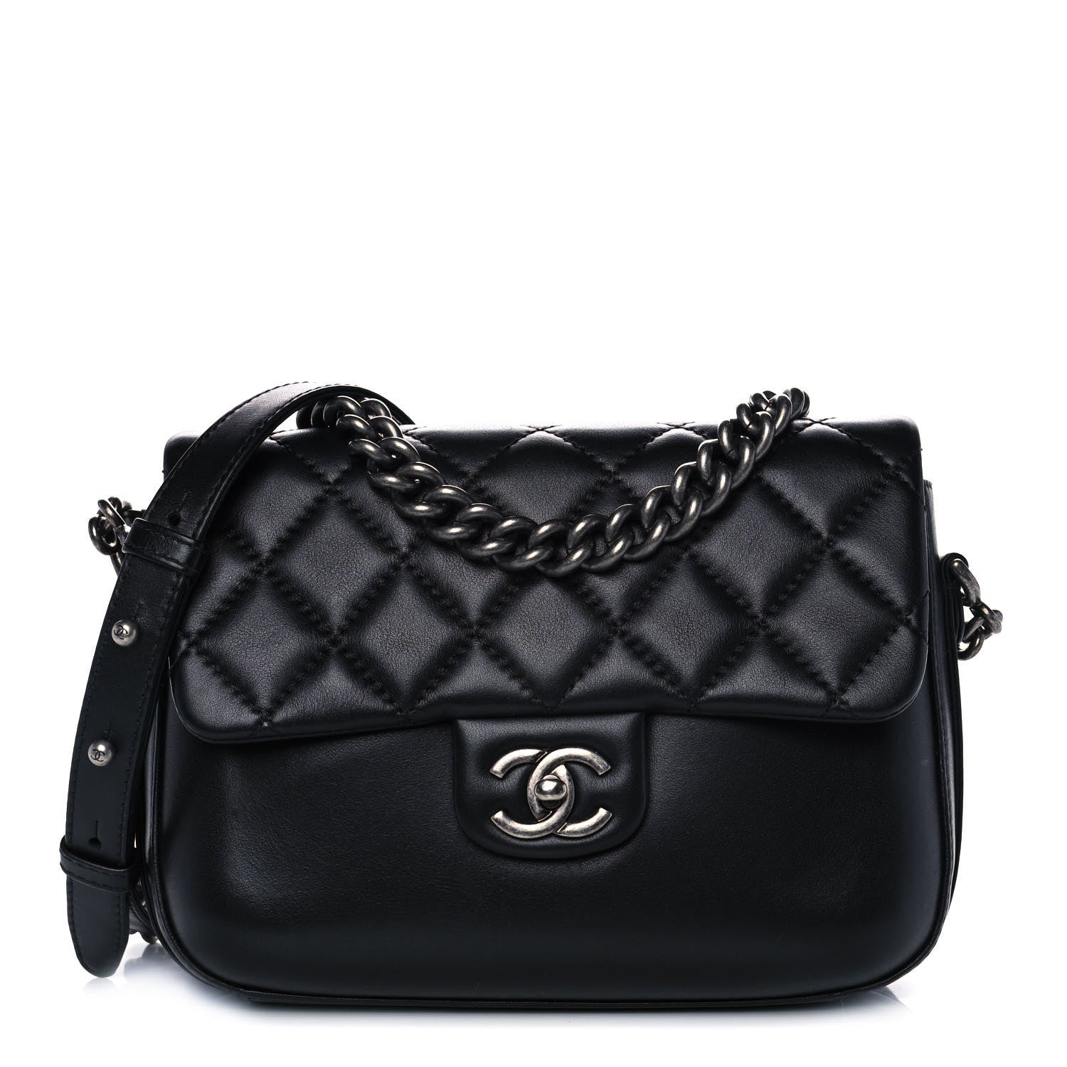 Chanel Calfskin Quilted Medium Rock My Shoulder Flap Black 1 of 12