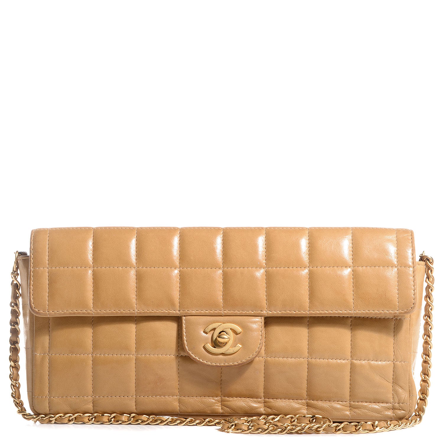 Chanel Lambskin East West Chocolate Bar Flap Beige 1 of 9