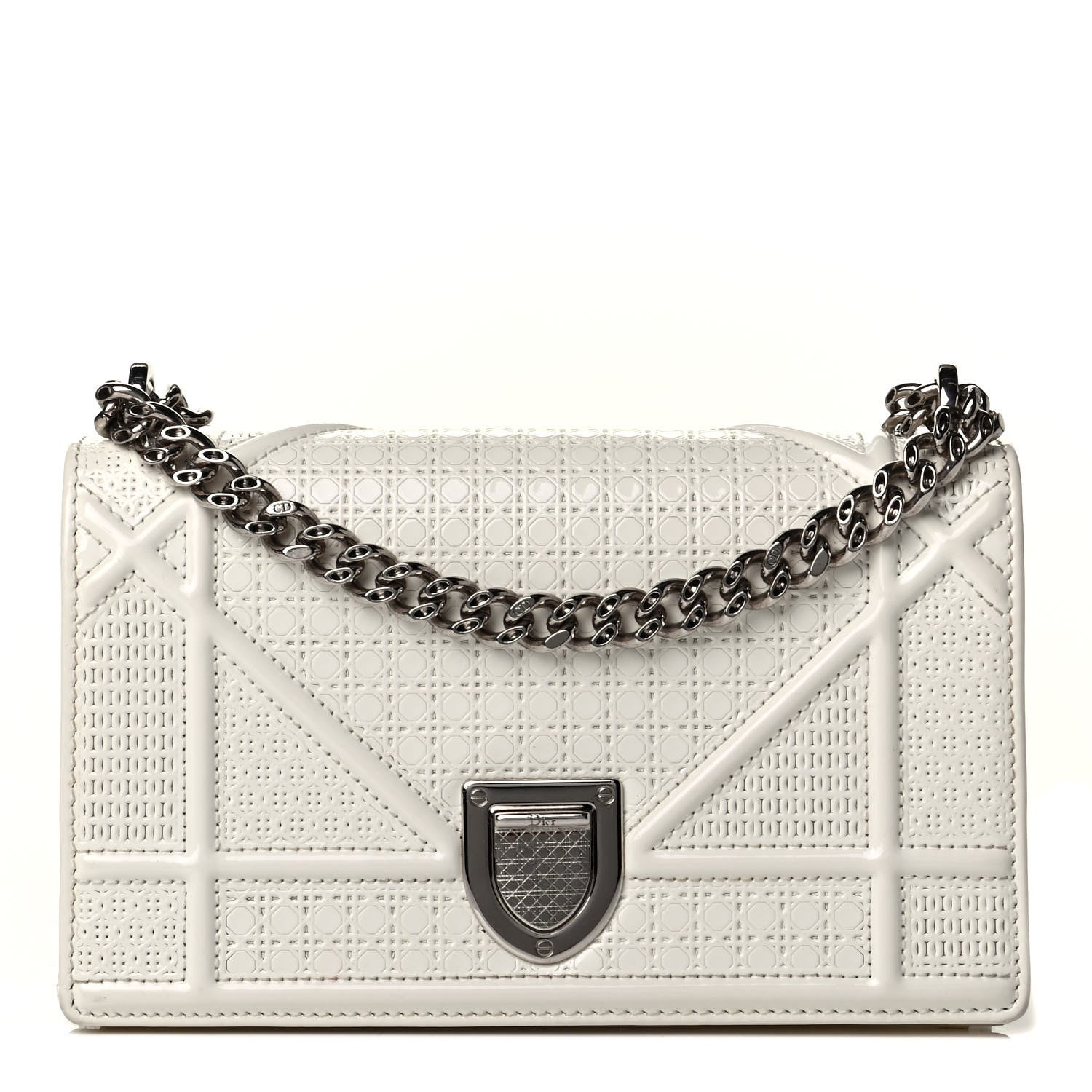 Christian Dior Patent Micro-Cannage Mini Diorama Flap Bag White 1 of 8