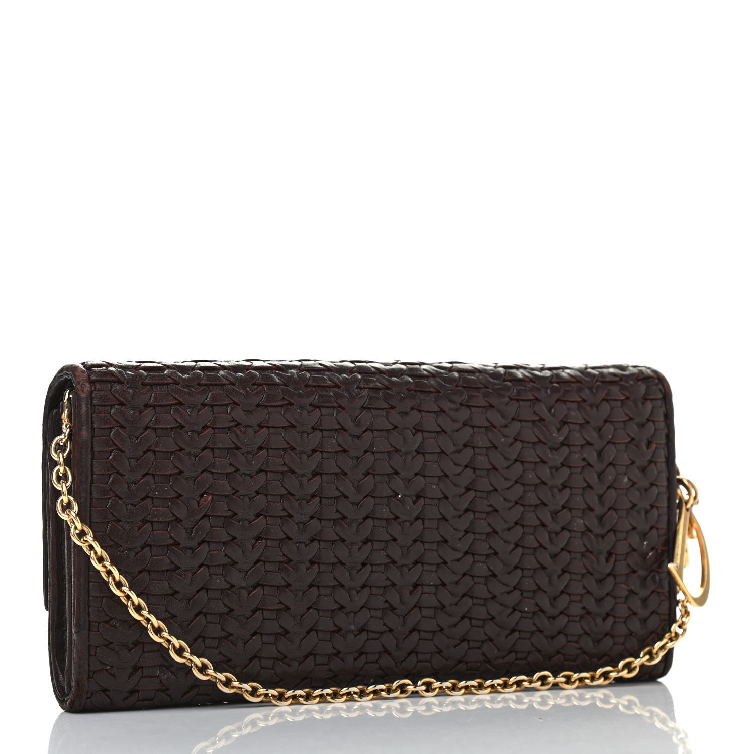 Christian Dior Woven Lady Dior Rendezvous Wallet On Chain Brown 2 of 5