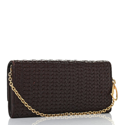 Christian Dior Woven Lady Dior Rendezvous Wallet On Chain Brown 2 of 5