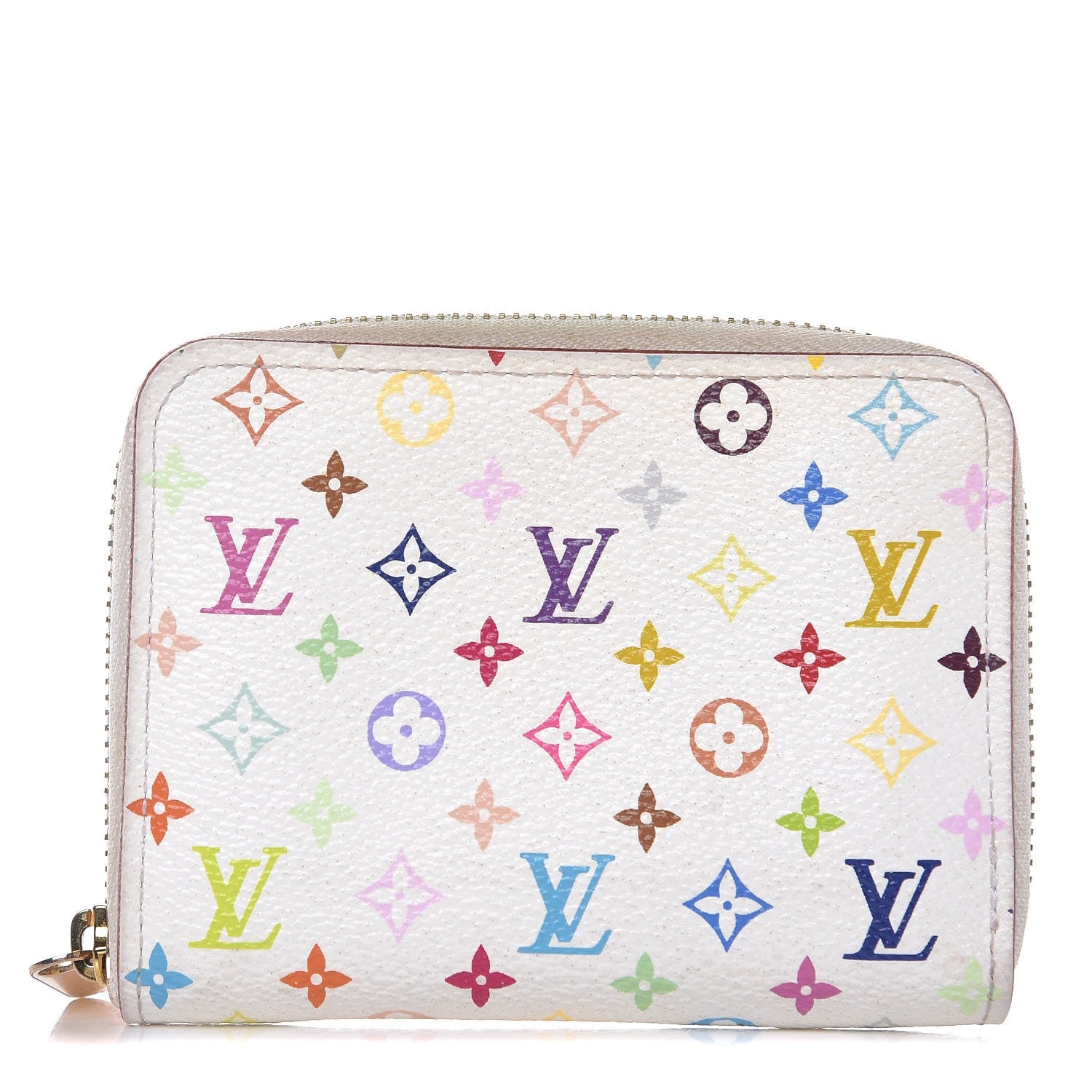 Louis Vuitton Monogram Multicolor Zippy Coin Purse Wallet White Litchi 1 of 8