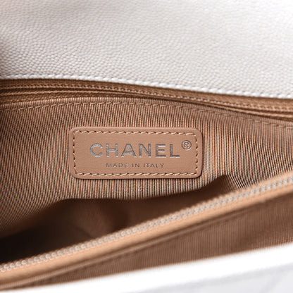 Chanel Iridescent Caviar Chevron Quilted Small Coco Handle Flap White 5 of 10
