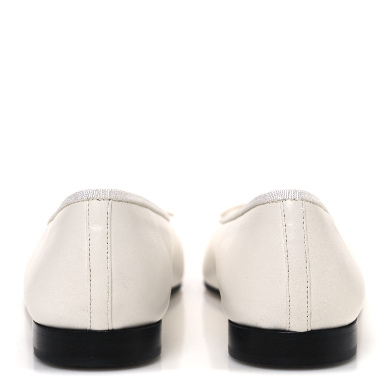 Chanel Lambskin Cap Toe CC Ballerina Flats 38.5 White Black 6 of 11