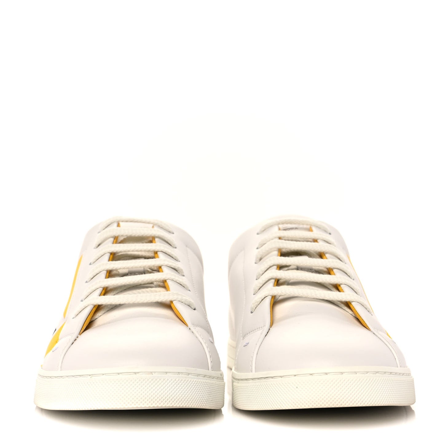 Calfskin Bugs Eye Print Mens Low Top Sneakers 9 White Yellow
