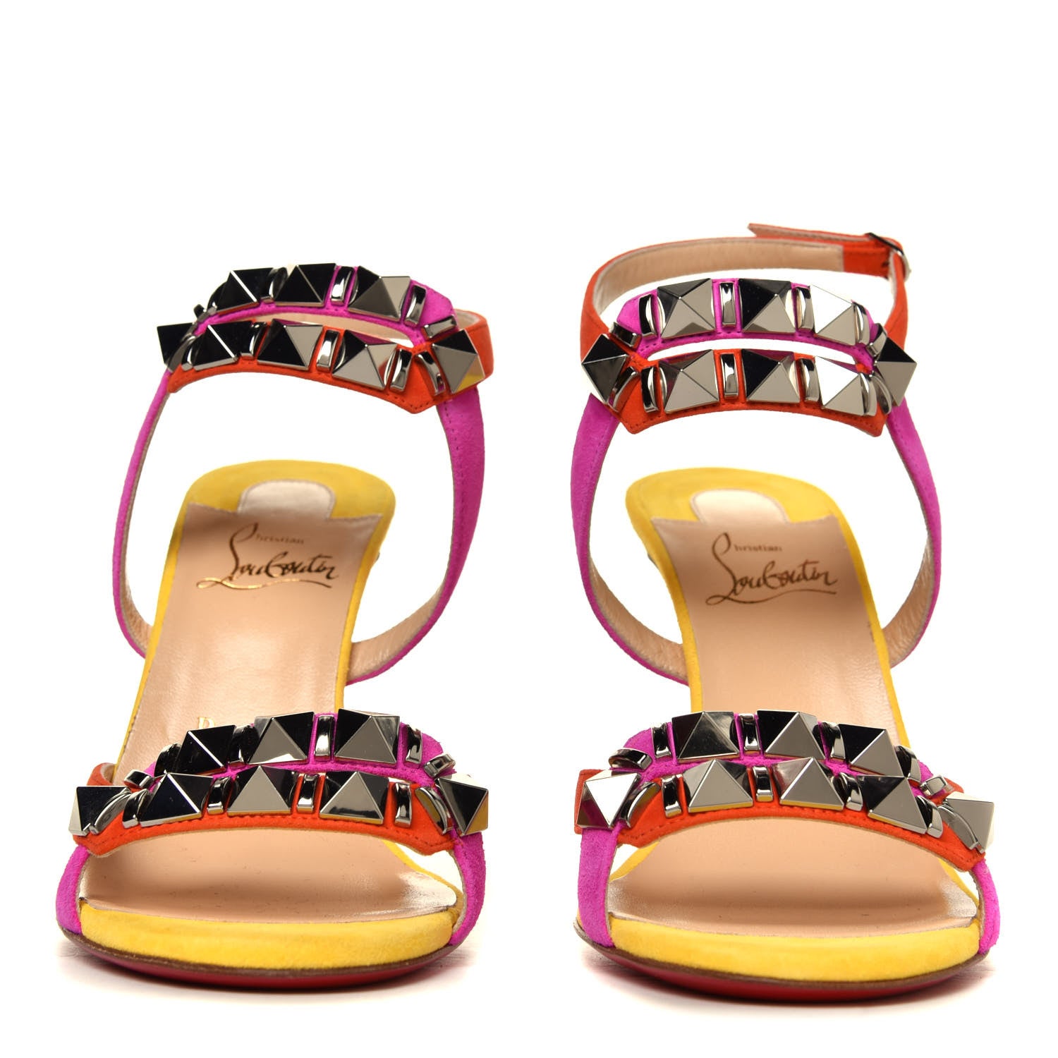 Christian Louboutin Suede Calfskin Studded Galerietta 100 Sandals 37 Version Multicolor 8 of 12