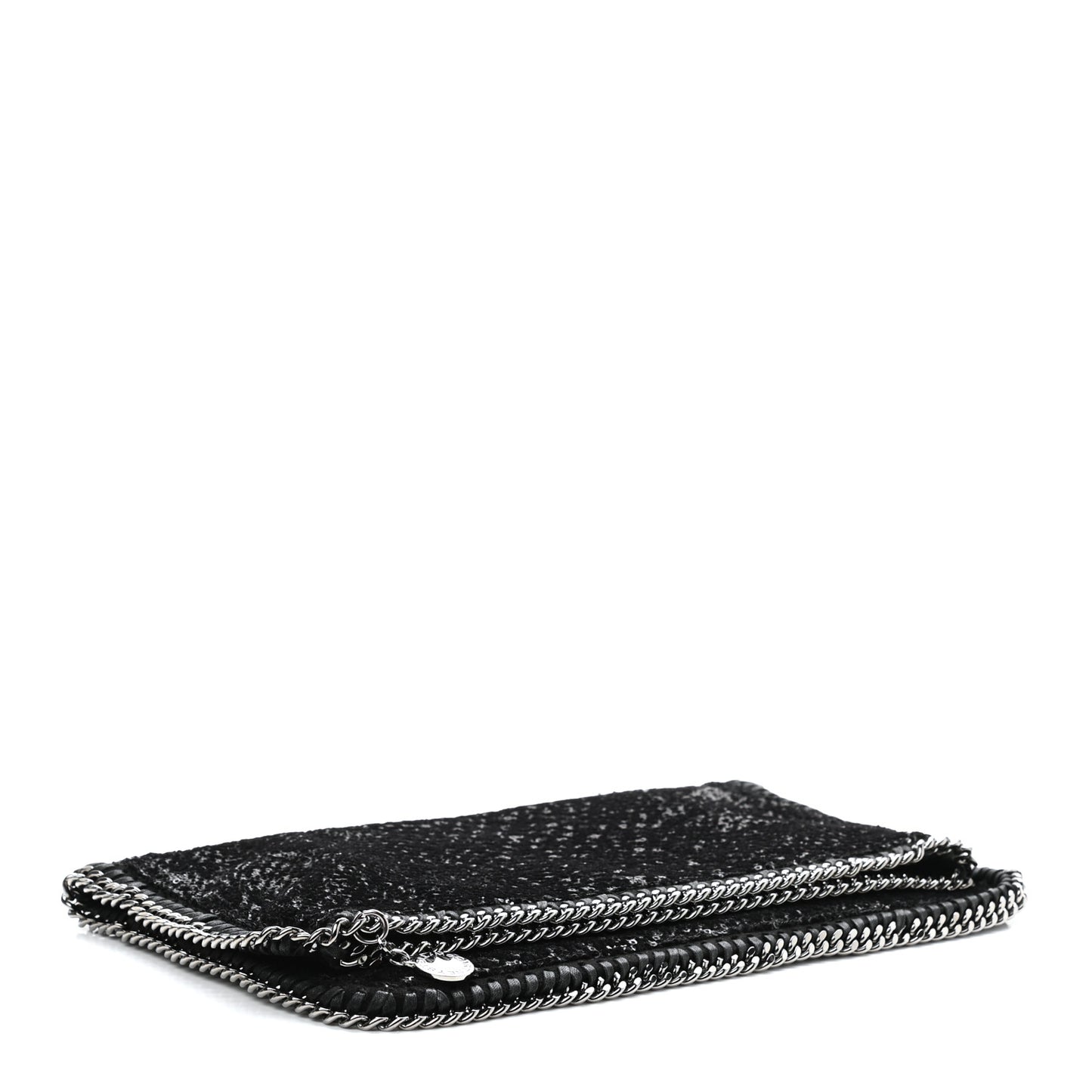 Sequin Falabella Fold Over Clutch Black
