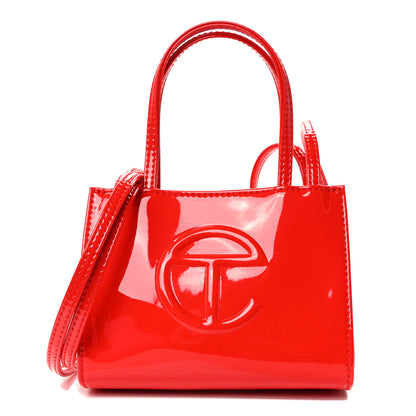 Telfar Patent Vegan Leather Small Shopping Bag Red 1 of 12