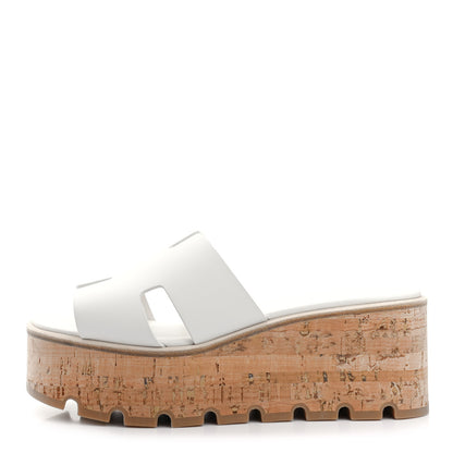 Hermes Calfskin Cork Eze 30 Sandals 37 White 1 of 9