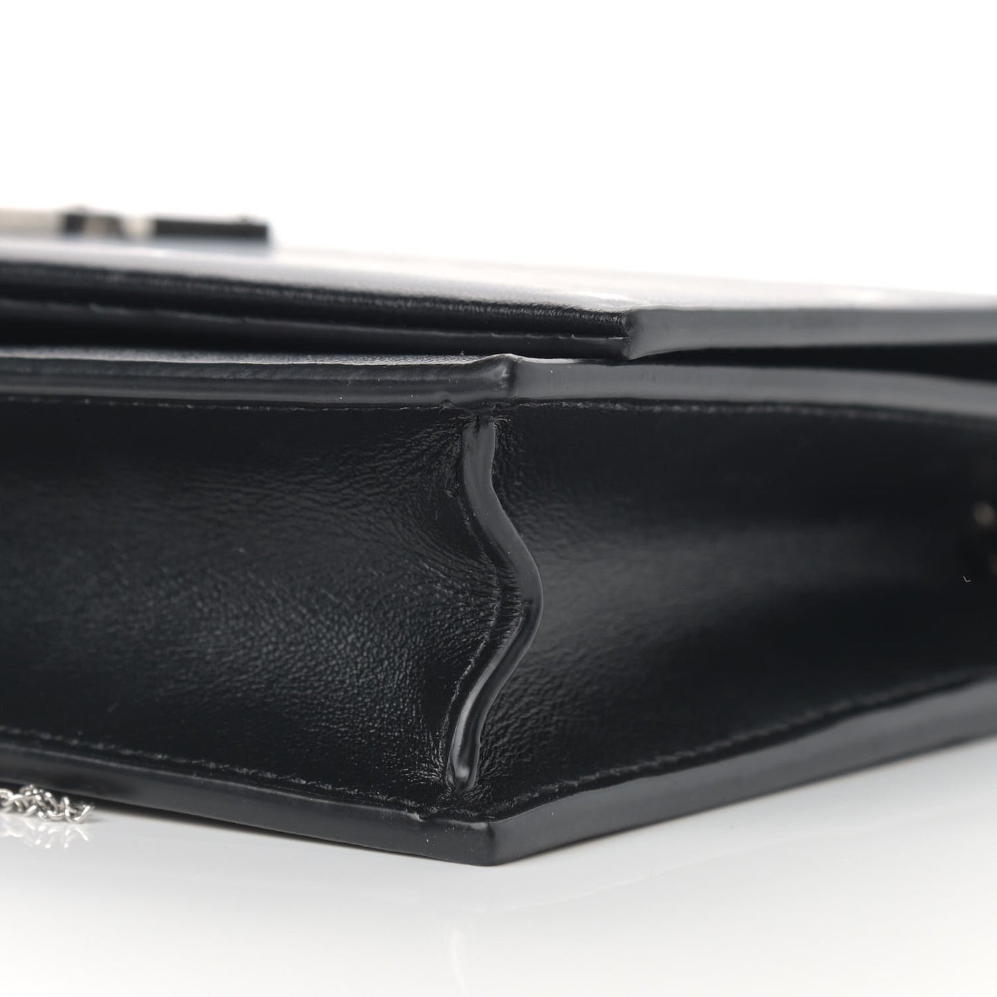 Calfskin Star Print Monogram Kate Tassel Chain Wallet Black Silver