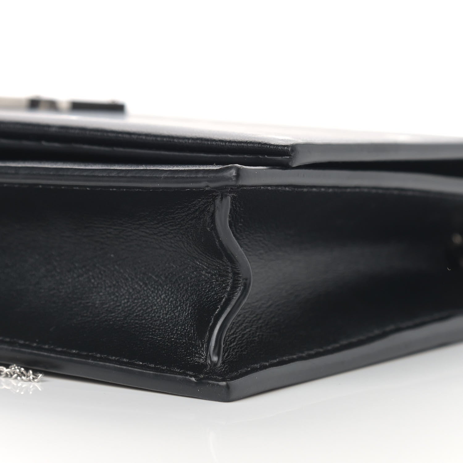 Saint Laurent Calfskin Star Print Monogram Kate Tassel Chain Wallet Black Silver 8 of 9