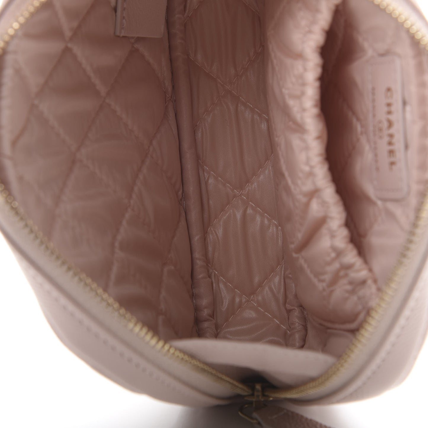 Caviar Quilted Small Curvy Pouch Cosmetic Case Light Pink