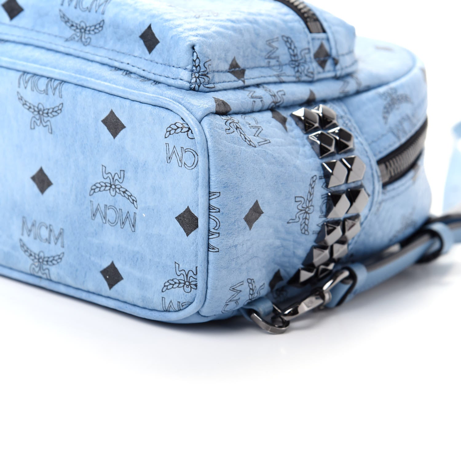 MCM Visetos Side Stud X-Mini Stark Bebe Boo Backpack Blue 6 of 10