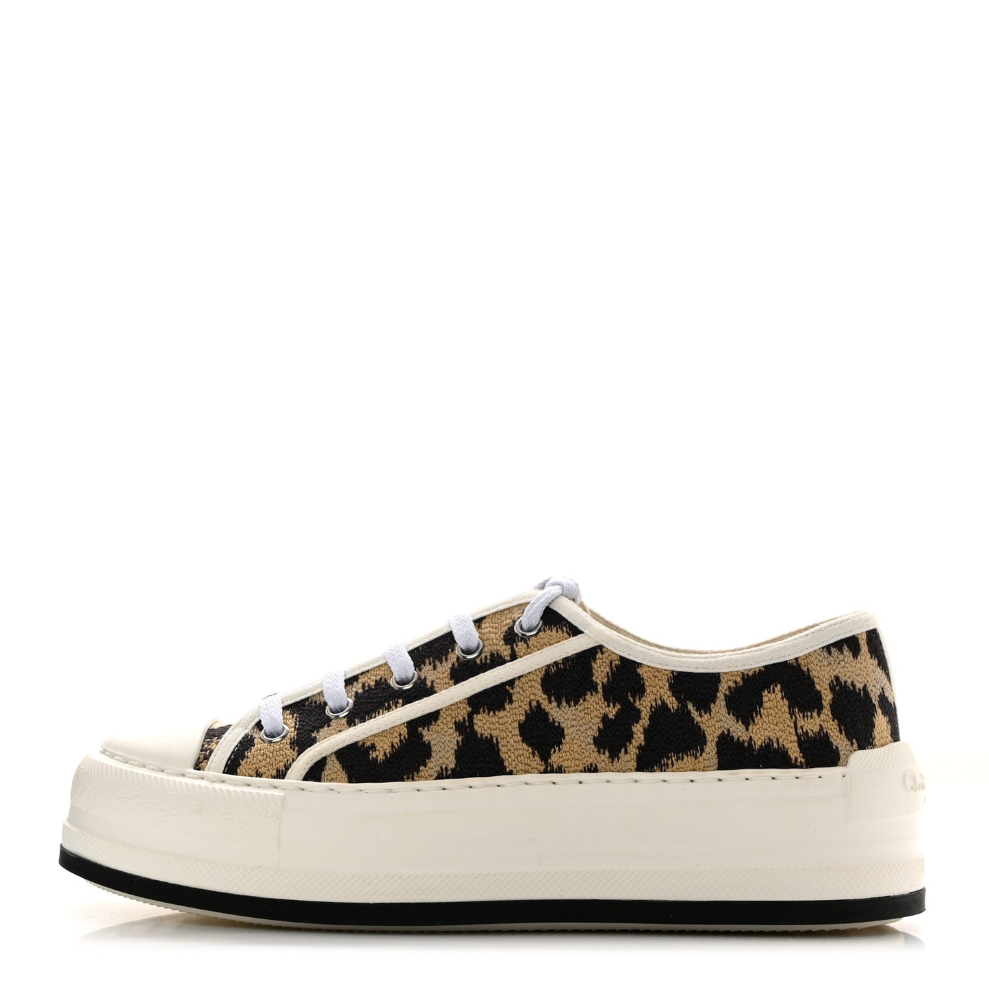 Canvas Leopard Embroidered Womens Walk N Dior Low Top Sneakers 38 Beige