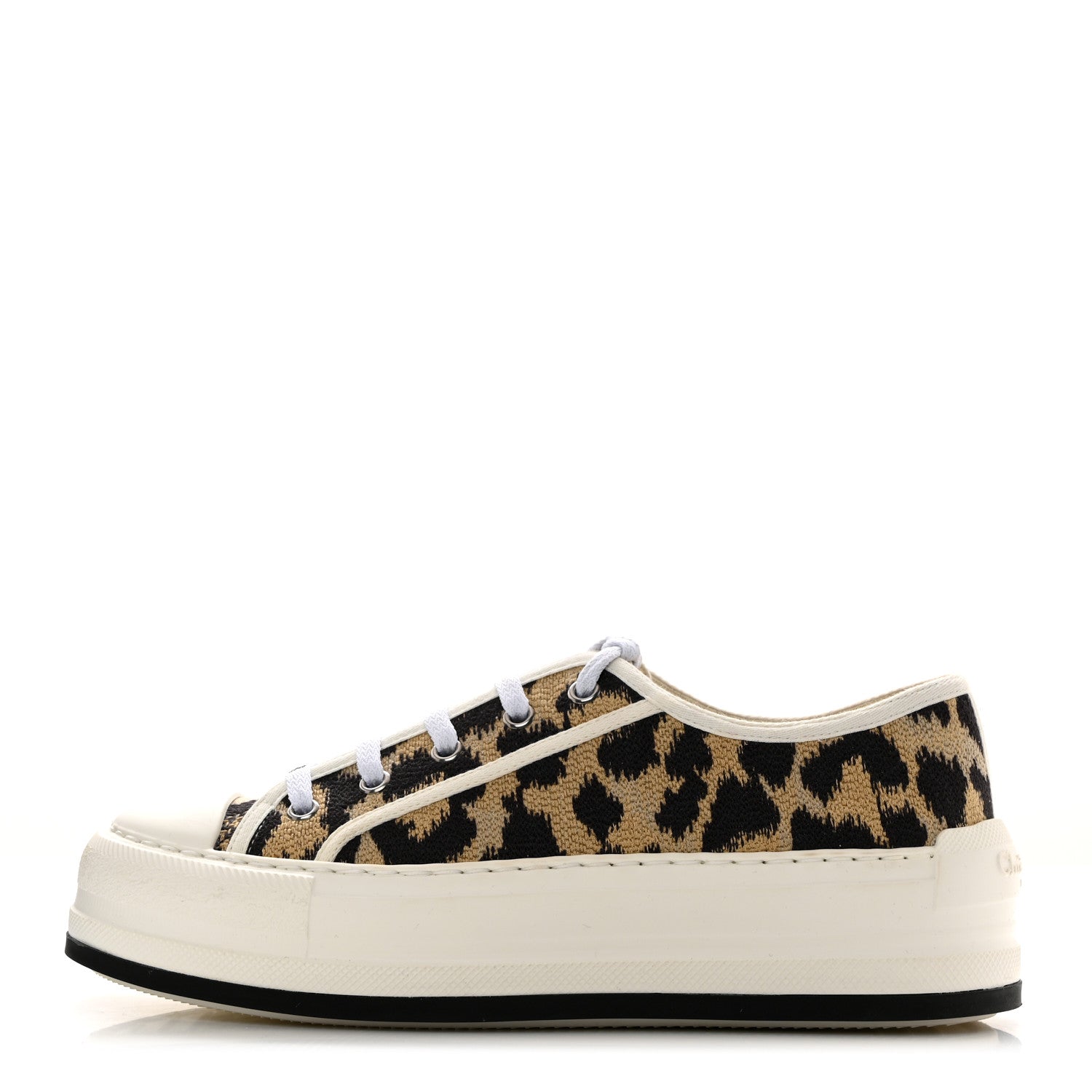 Christian Dior Canvas Leopard Embroidered Womens Walk N Dior Low Top Sneakers 38 Beige 1 of 8