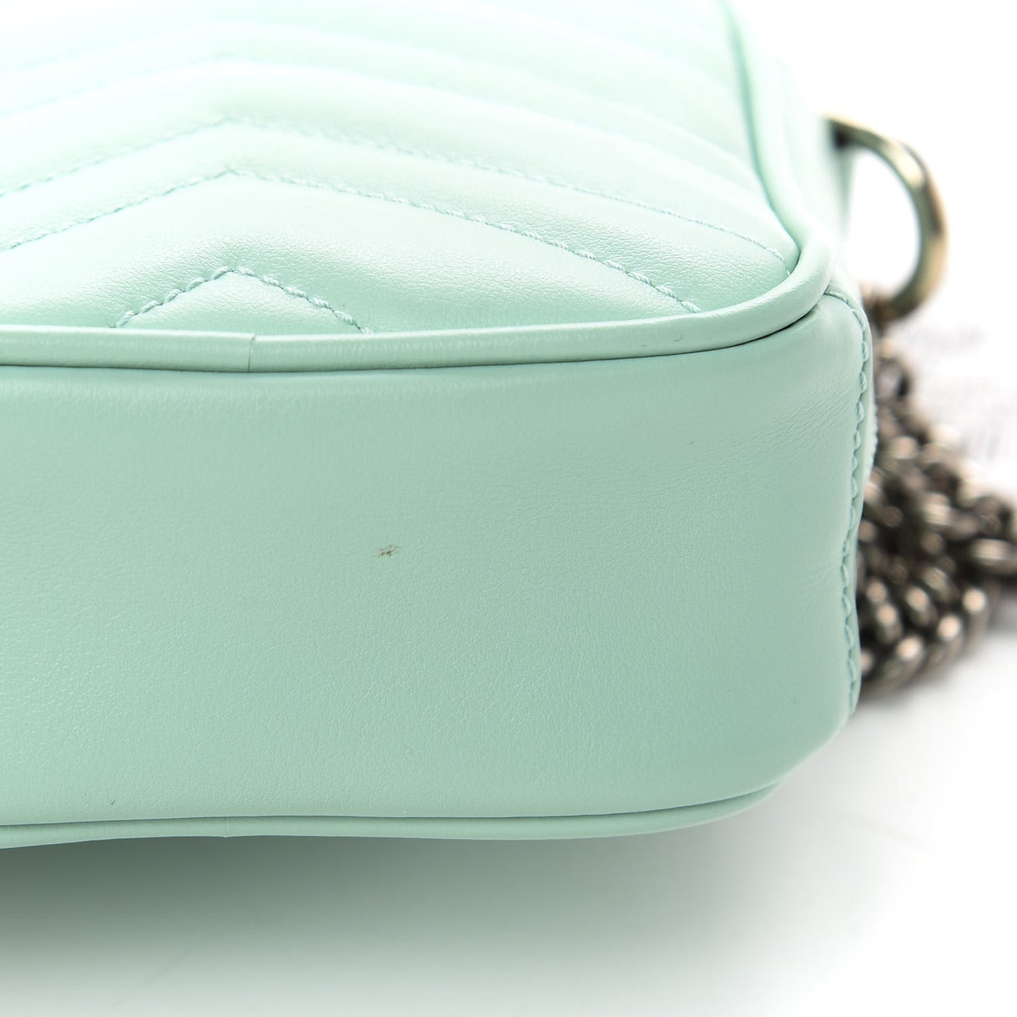 Calfskin Matelasse Mini GG Marmont Crossbody Bag Water Green