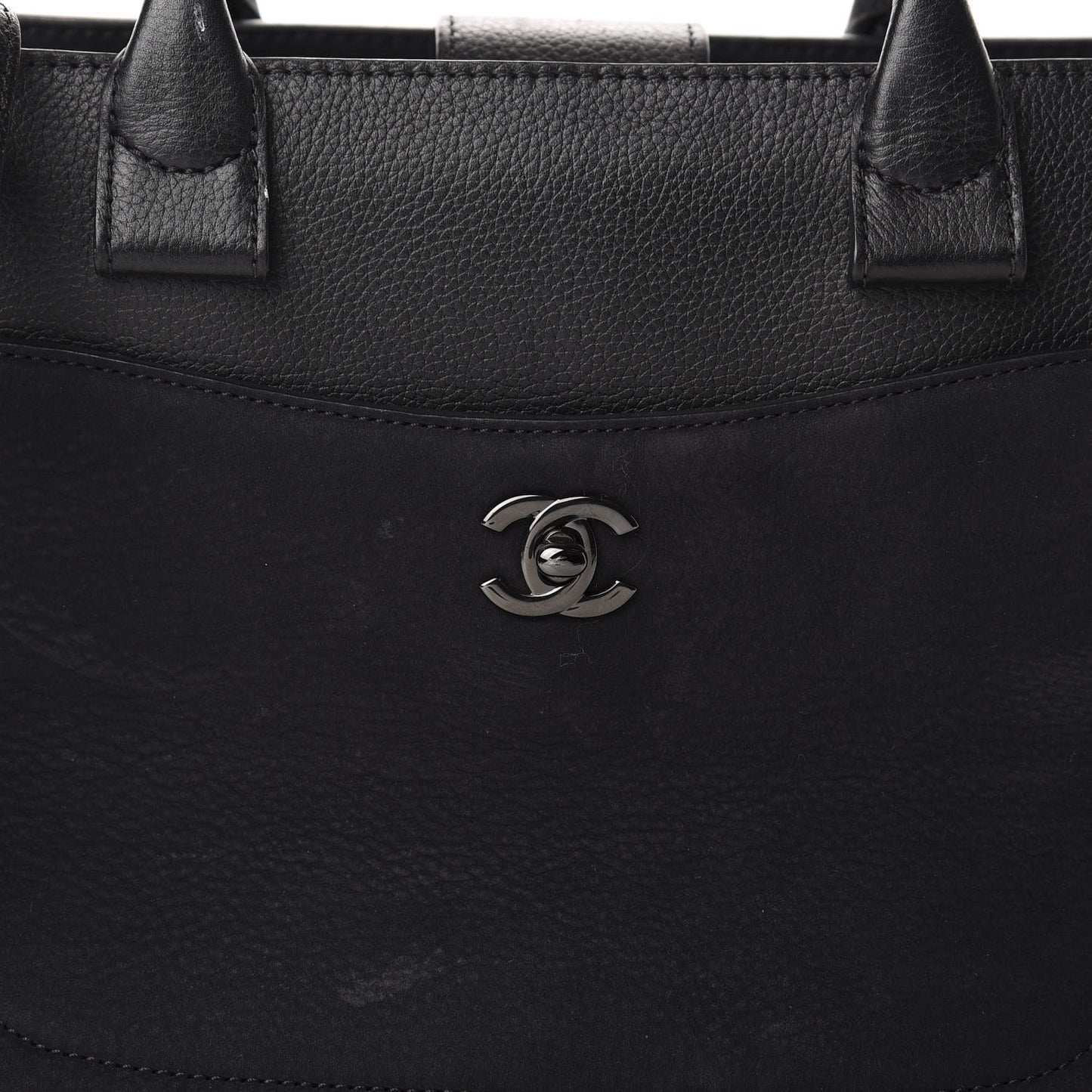 Grained Calfskin Suede Small Neo Executive Shopper Tote Black