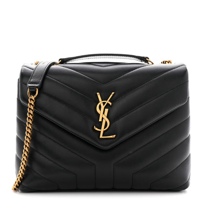 Saint Laurent Calfskin Y Quilted Monogram Small Loulou Chain Satchel Black 1 of 12