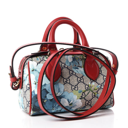 Gucci GG Supreme Monogram Blooms Mini Boston Navy Blue Hibiscus 3 of 9