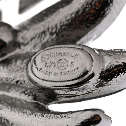 Chanel Crystal Baguette CC Wing Star Earrings Silver 4 of 5