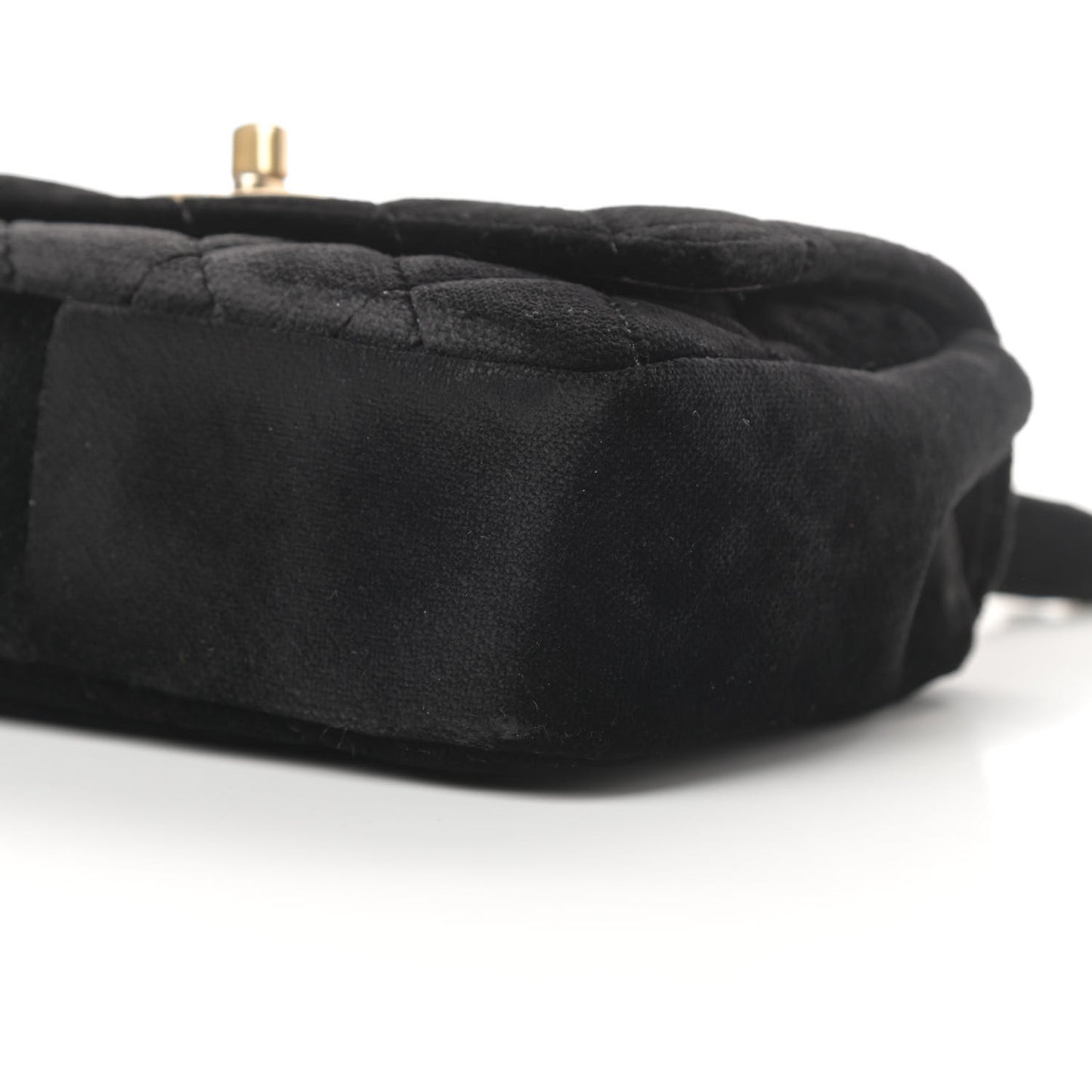 Velvet Quilted Small Camellia Flap Black