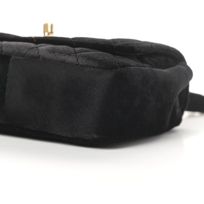 Chanel Velvet Quilted Small Camellia Flap Black 12 of 13