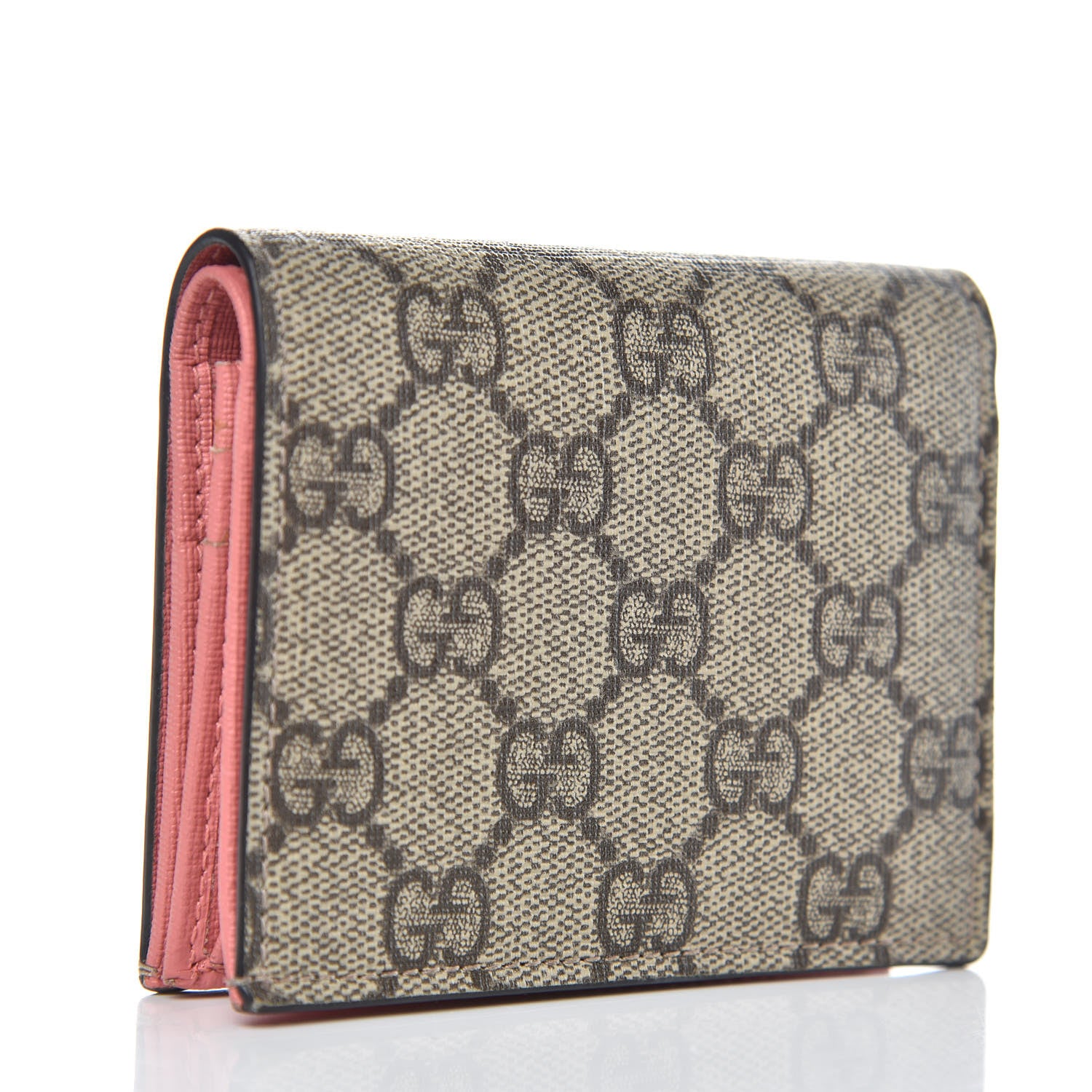 Gucci GG Supreme Monogram Face Embroidered Card Case Wallet Pink 3 of 10