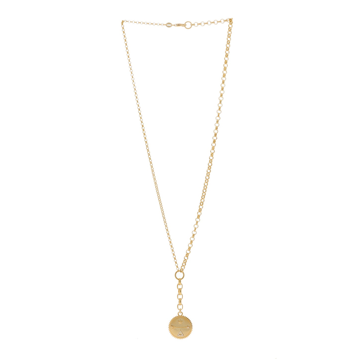 18K Yellow Gold Diamond Medium Dream Medallion Mixed Belcher Extension Chain Necklace