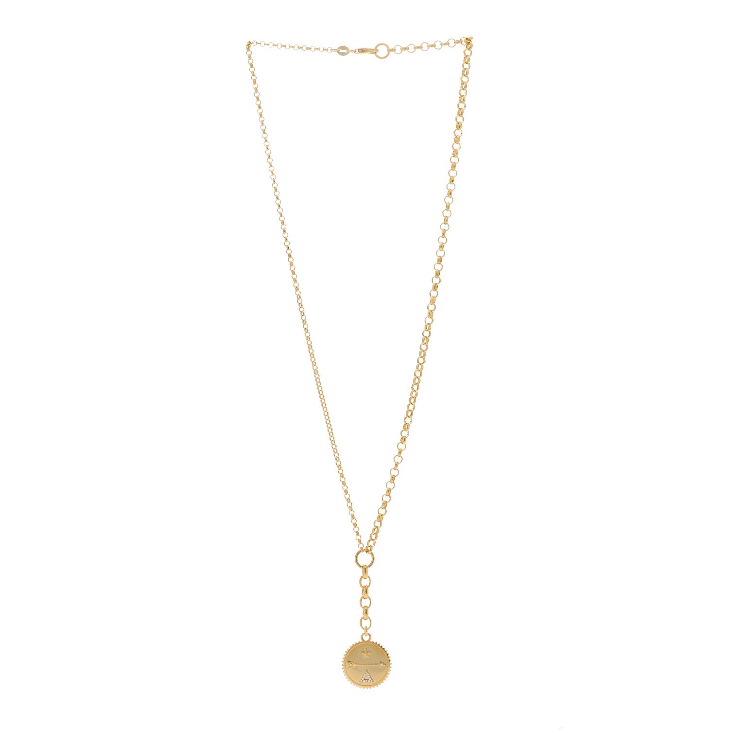 Foundrae 18K Yellow Gold Diamond Medium Dream Medallion Mixed Belcher Extension Chain Necklace 2 of 5