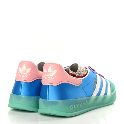 Gucci X ADIDAS Silk Duchesse Demetra Rubber Womens Gazelle Sneakers 9 Jade Capri Avio Off White 4 of 8