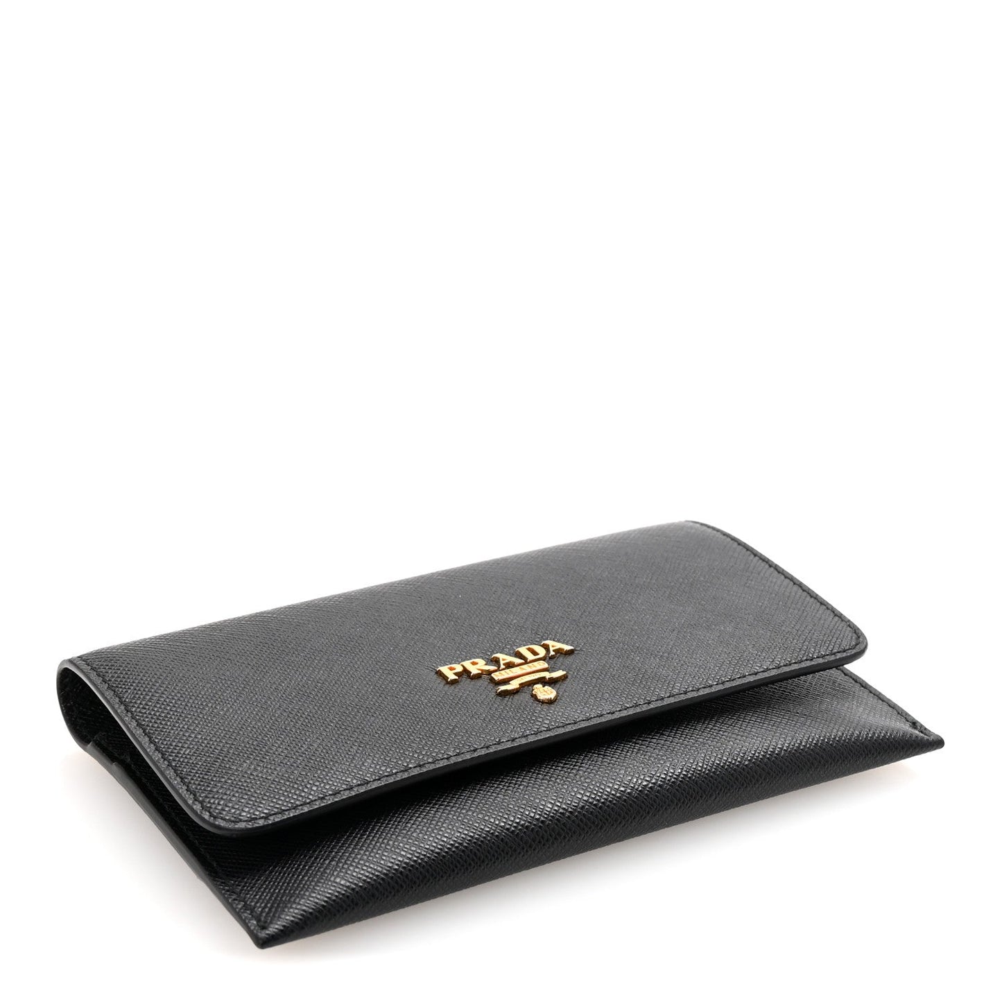 Saffiano Metal Flap Wallet Black