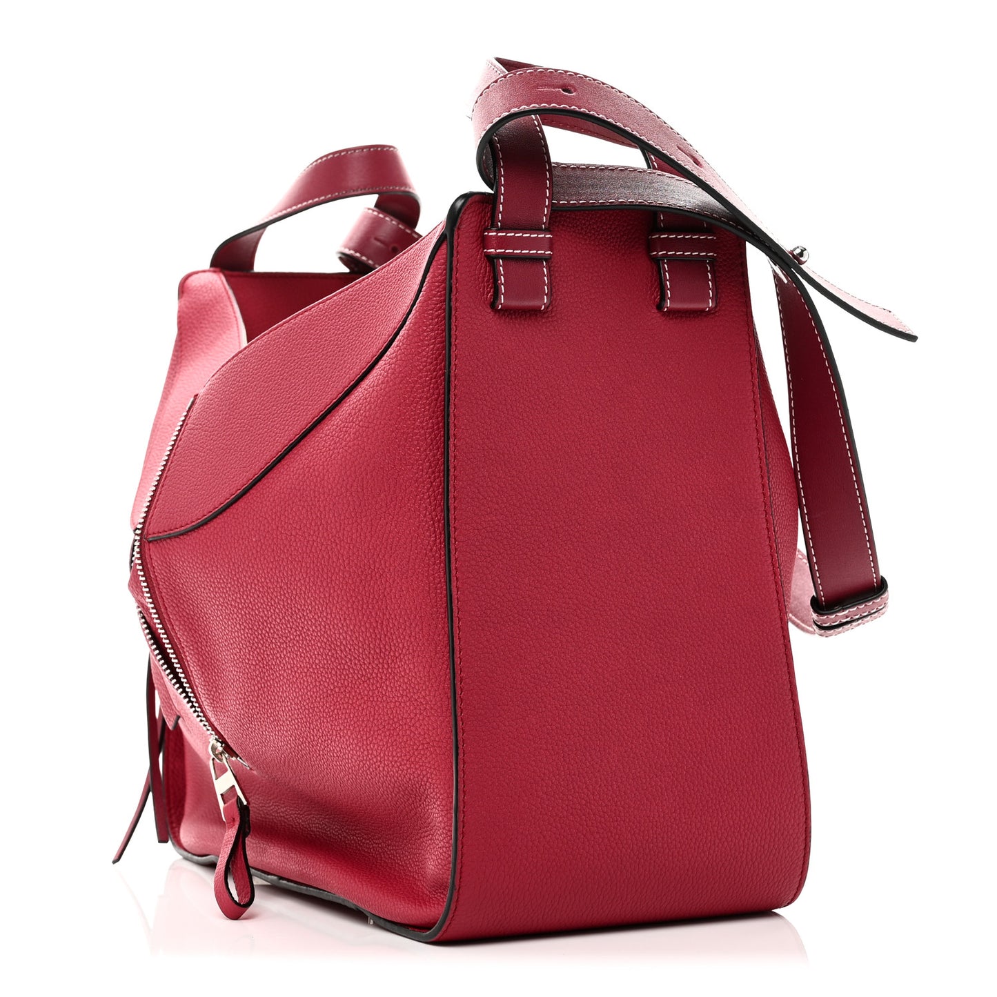 Grained Calfskin Medium Hammock Shoulder Bag Raspberry