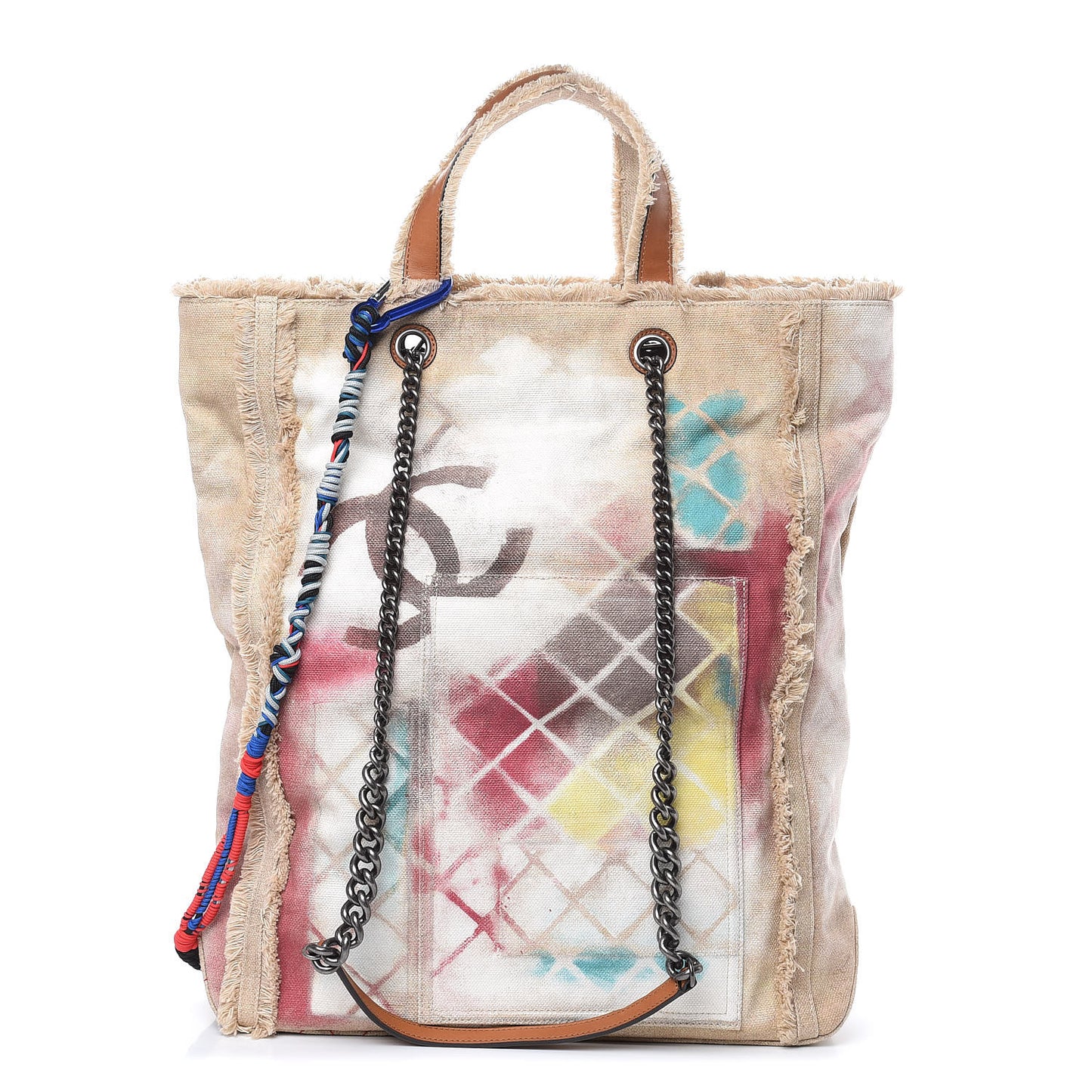 Canvas Large Graffiti Tote Beige
