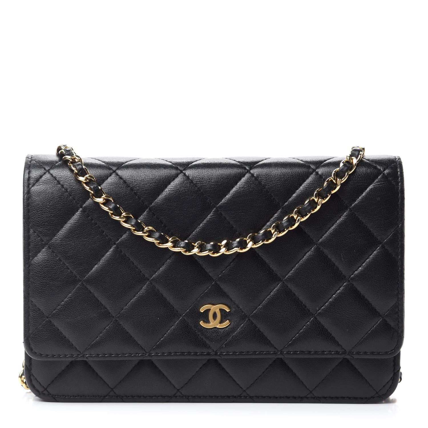 Chanel Lambskin Quilted Wallet On Chain WOC Black 1 of 13