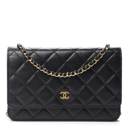 Chanel Lambskin Quilted Wallet On Chain WOC Black 1 of 13