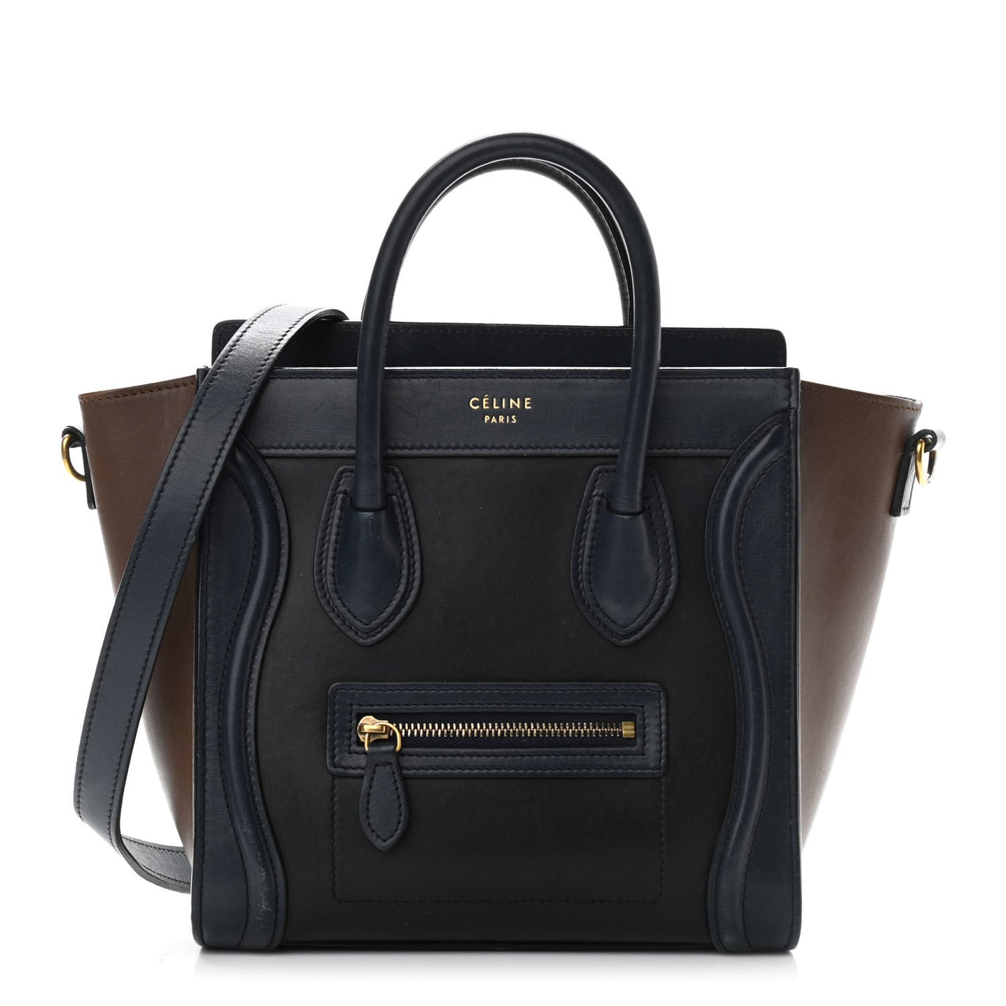 Smooth Drummed Calfskin Nano Tri-Color Luggage Black