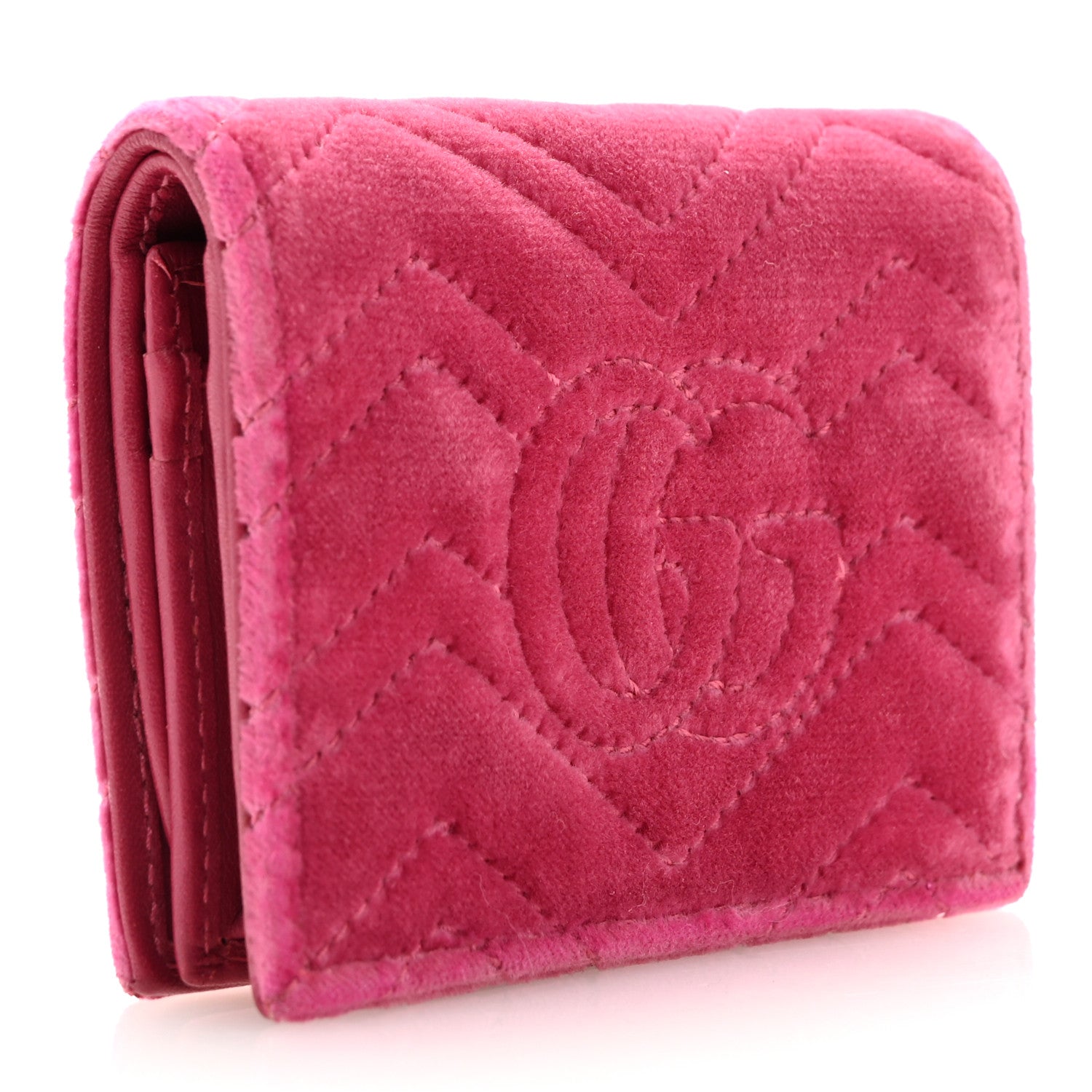 Gucci Velvet Matelasse Pearl Love Embroidered GG Marmont Card Case Wallet Light Raspberry Rose 3 of 10