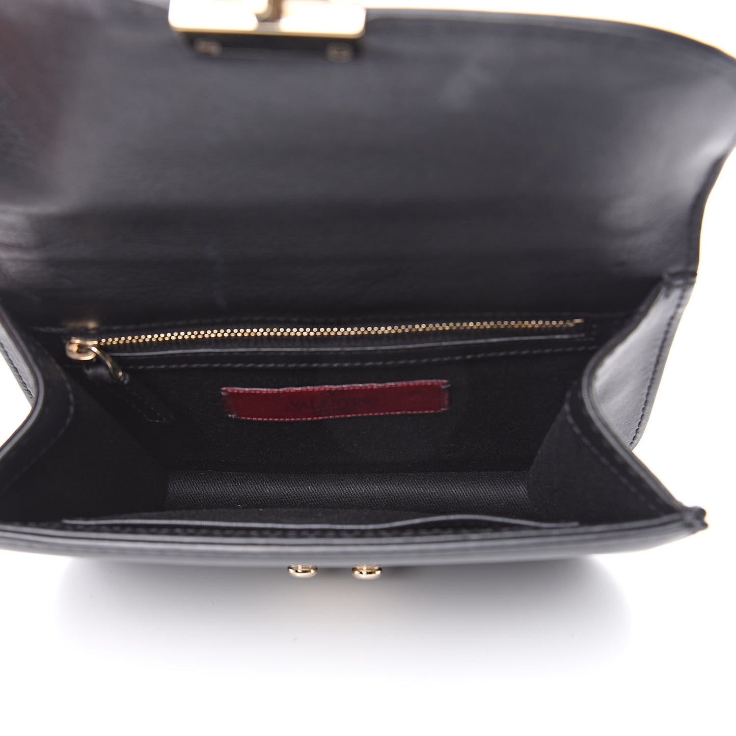 Vitello Small Glam Lock Rockstud Flap Black