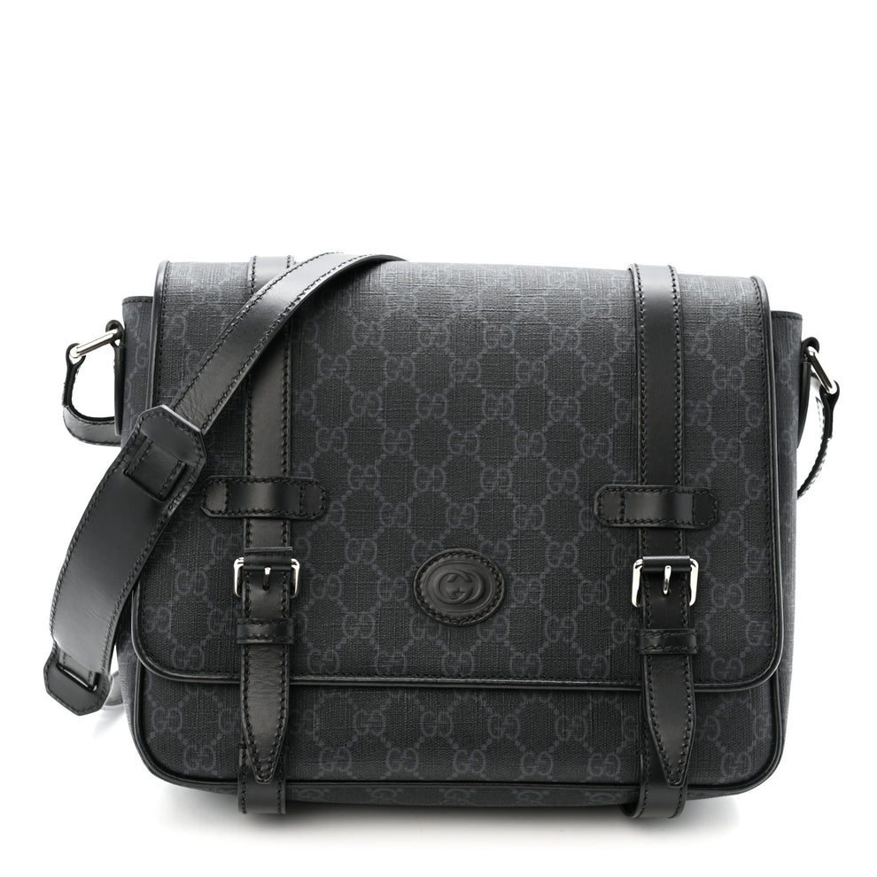 Gucci GG Supreme Monogram Textured Dollar Calfskin Retro Interlocking G ...