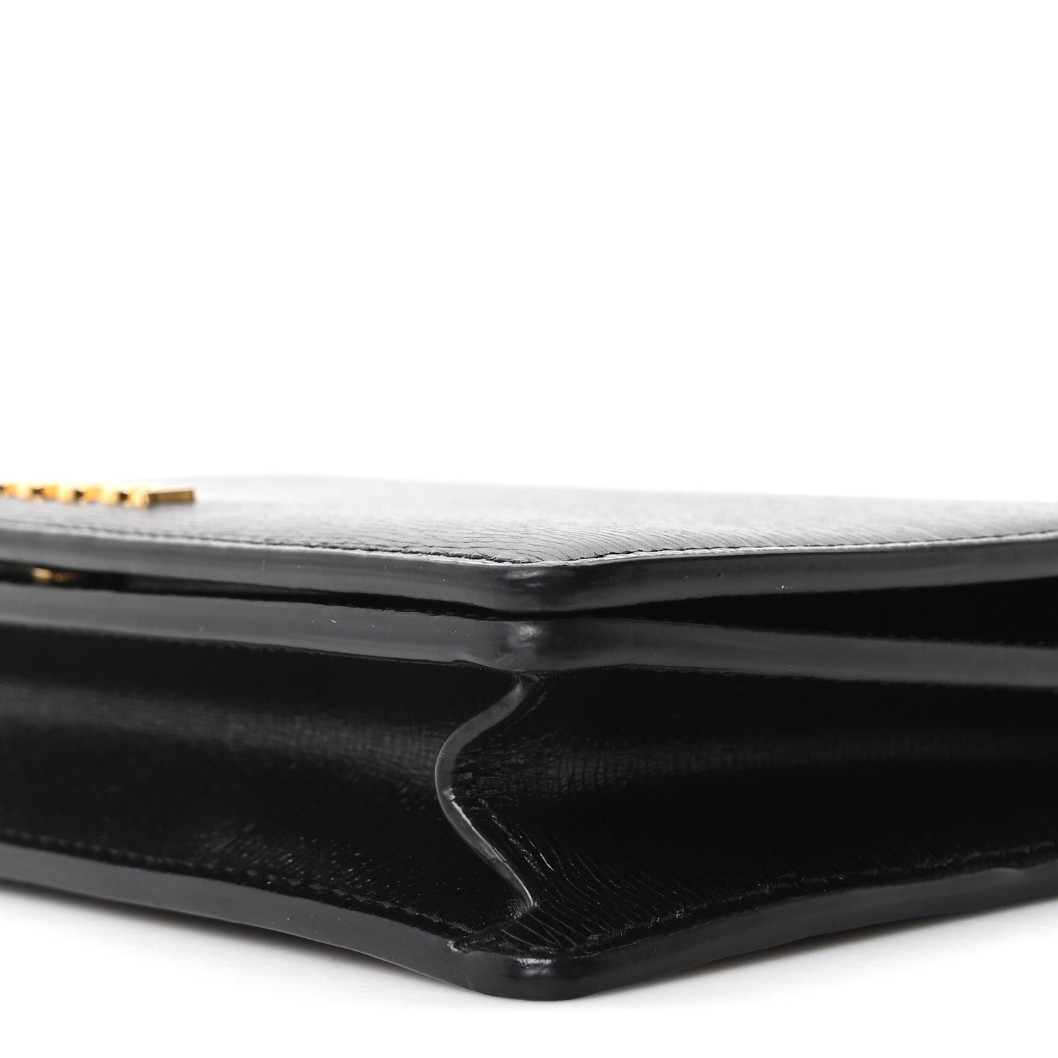 Gucci Textured Calfskin Script Logo Wallet On Chain Black 8 of 9