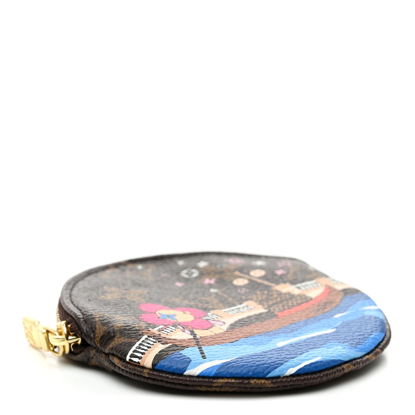 Monogram 2019 Christmas Animation Round Coin Purse Blue