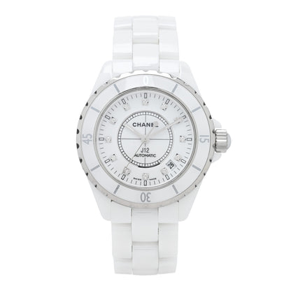 Chanel Stainless Steel Ceramic Diamond 38mm J12 Automatic Watch White 1 of 5
