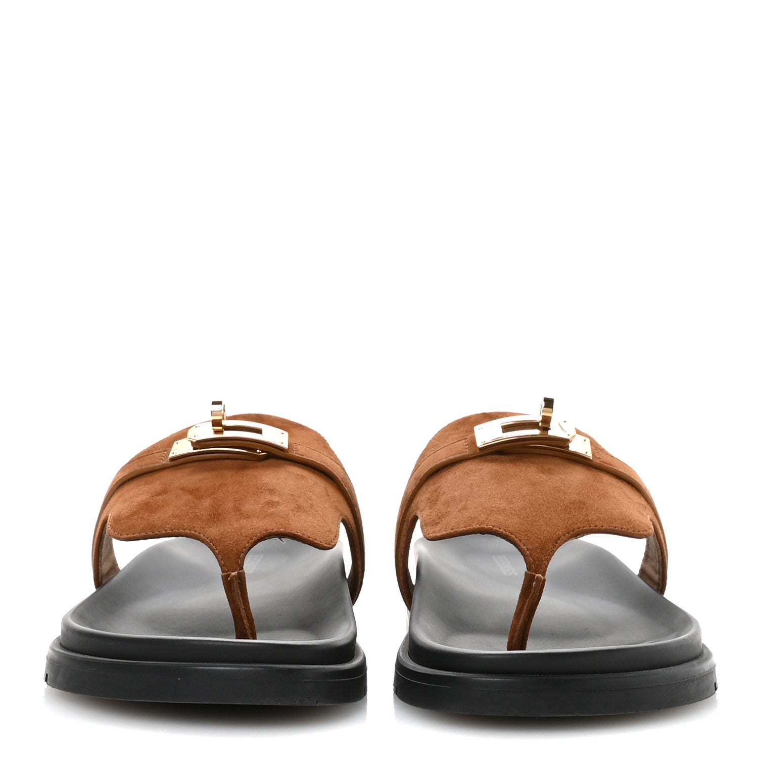 Hermes Suede Goatskin Womens Empire Sandals 37 Gold 3 of 9