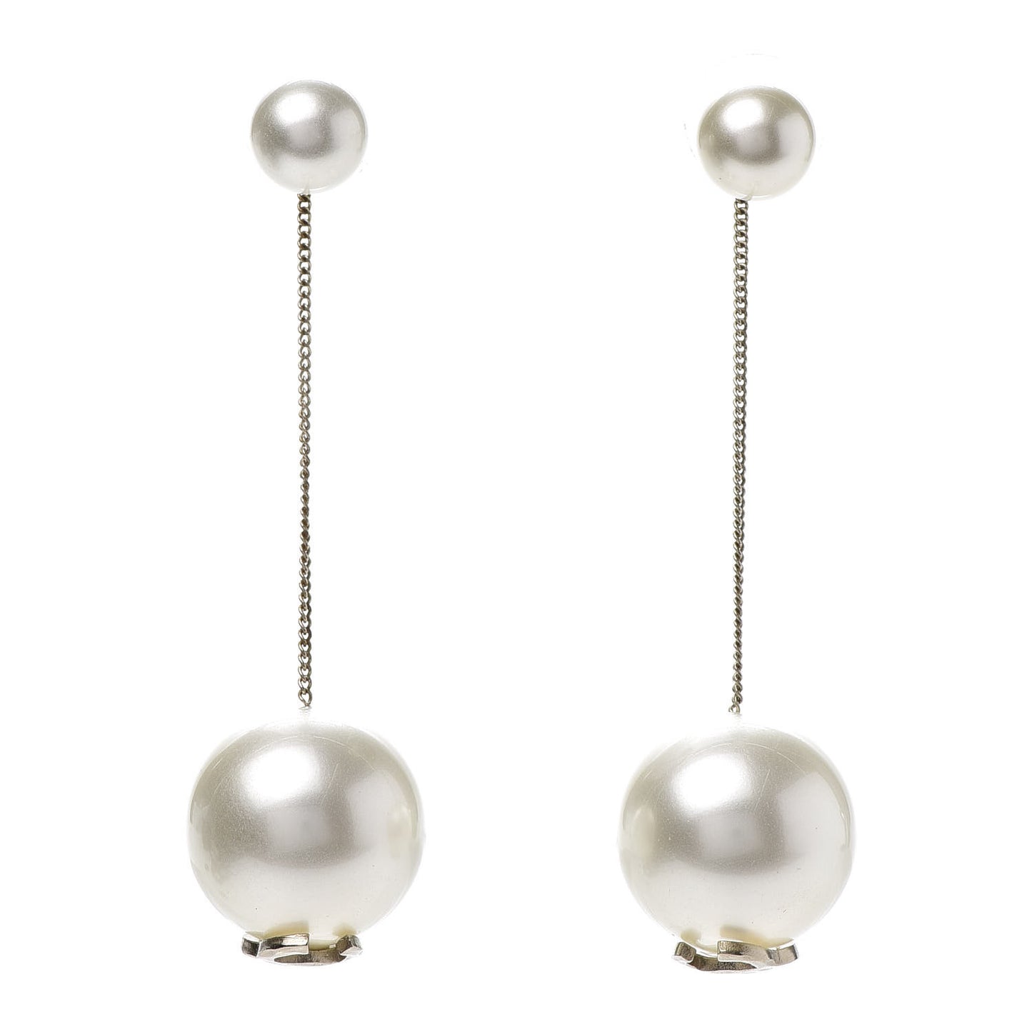 Pearl CC Drop Earrings Gold