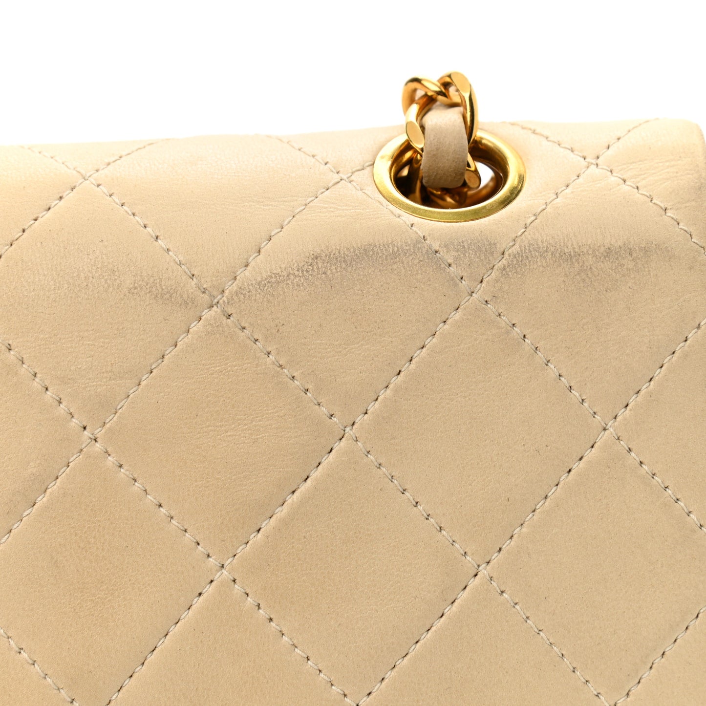 Lambskin Quilted Small Double Flap Beige